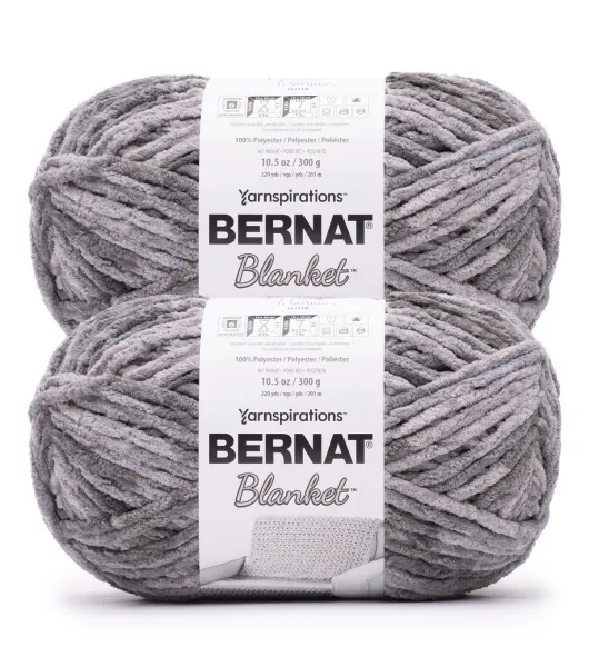 Bernat Blanket Coal Yarn - 2 Pack of 300g/10.5oz - Polyester - 6 Super  Bulky - 220 Yards - Knitting/Crochet
