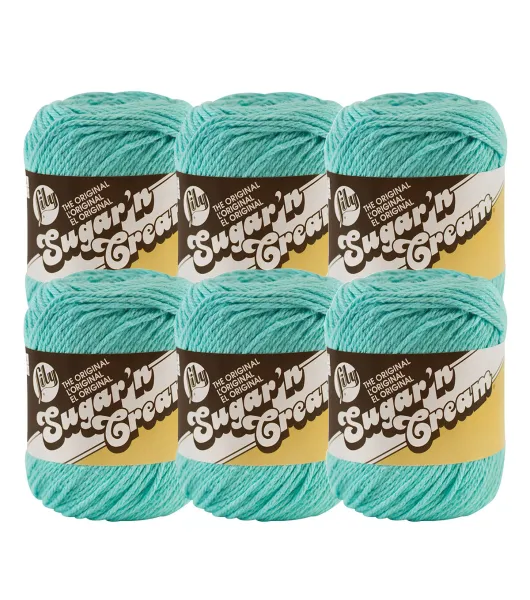 Lily Sugar'n Cream Worsted Cotton Yarn 6 Bundle by Lily Sugar'n