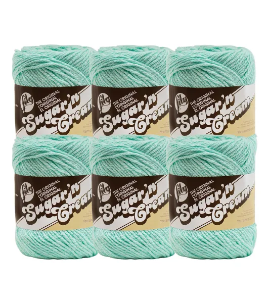 Lily Sugar'n Cream Worsted Cotton Yarn 6 Bundle by Lily Sugar'n