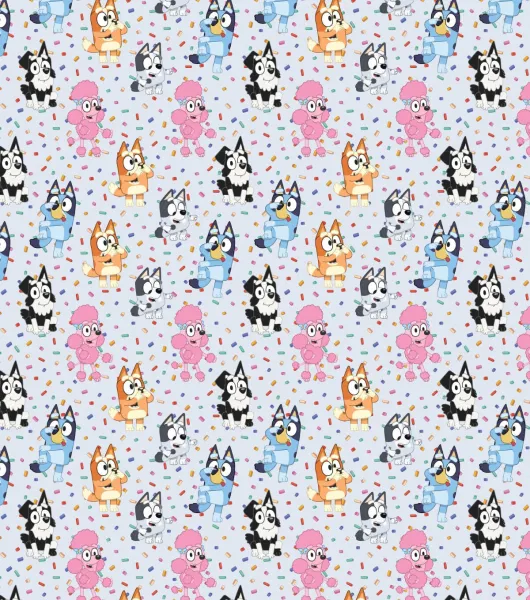 Bluey & Friends Sprinkle on Blue Cotton Fabric by Joann Joann x Ribblr
