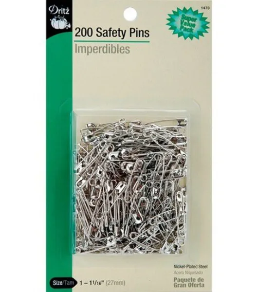 Dritz Safety Pins Size 3 Nickel 150pc