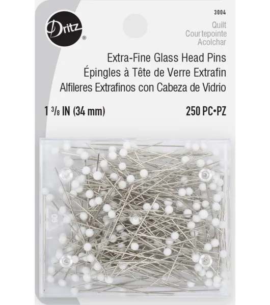 Dritz 1-3/8” Extra-Fine Glass Head Pins, 250 pc, White by Dritz