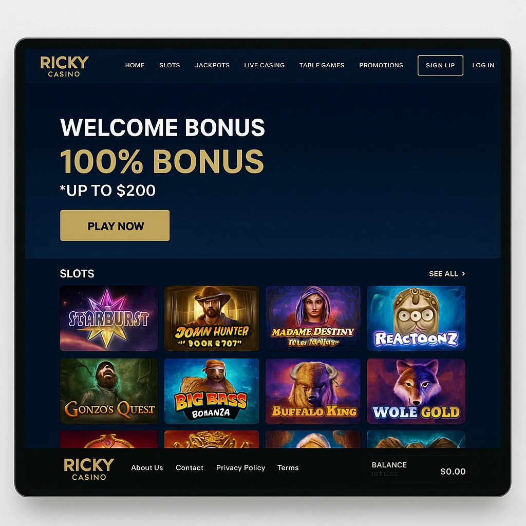 Ricky Casino interface
