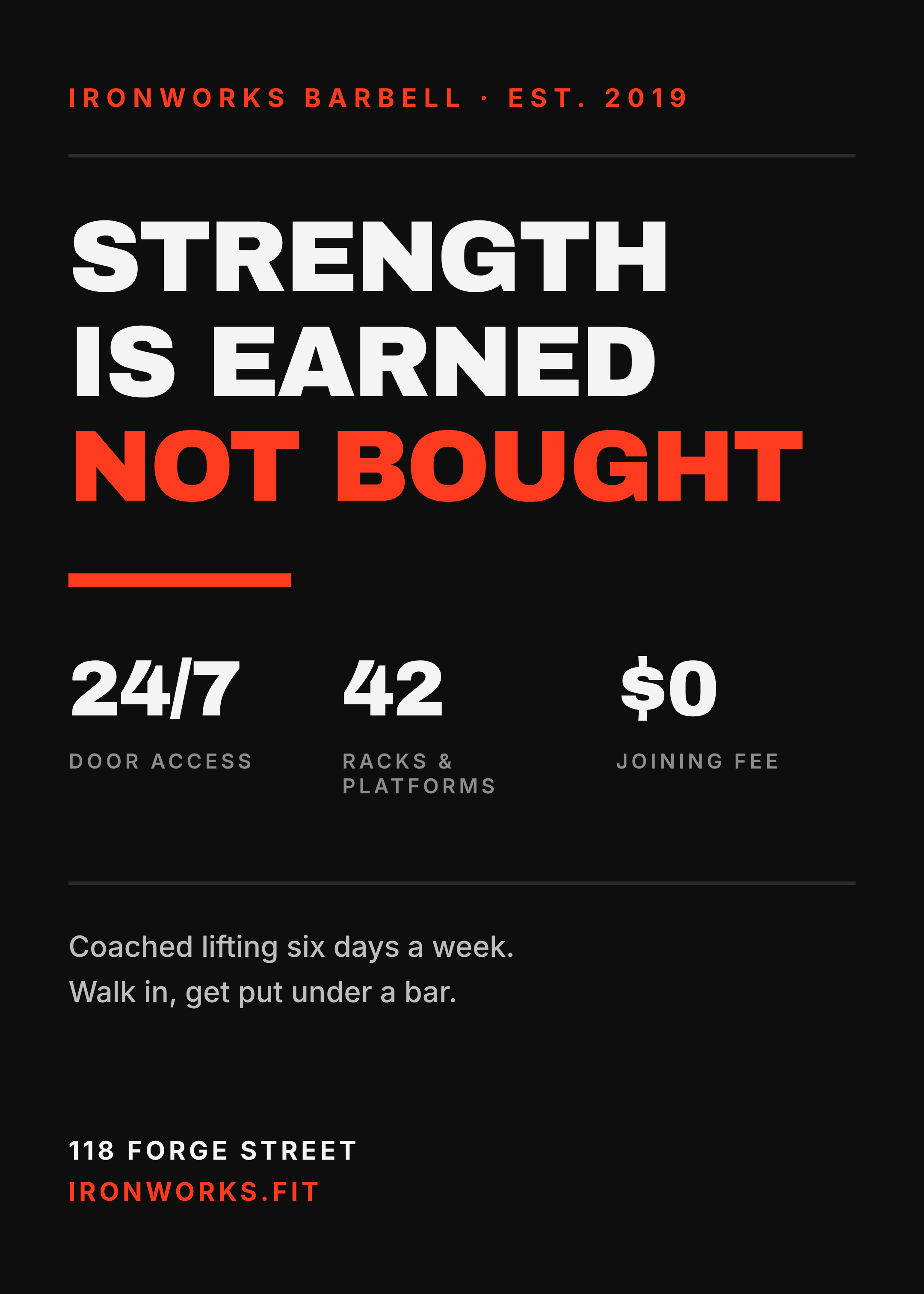 Brutalist stat wall — Gym Poster