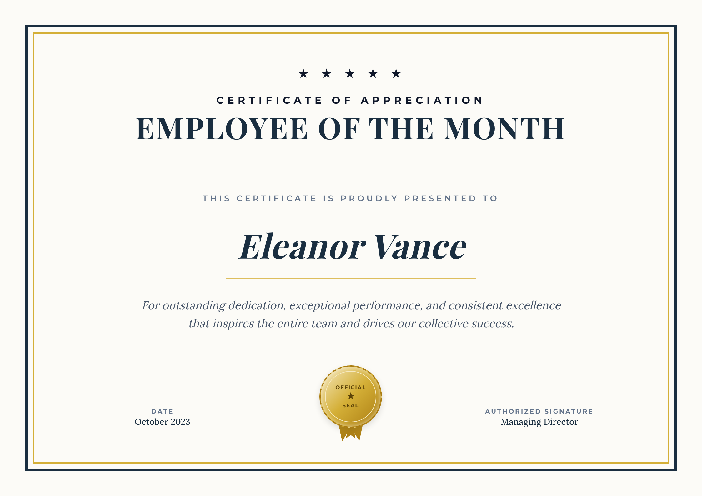 Elegant Employee-of-the-month Certificate