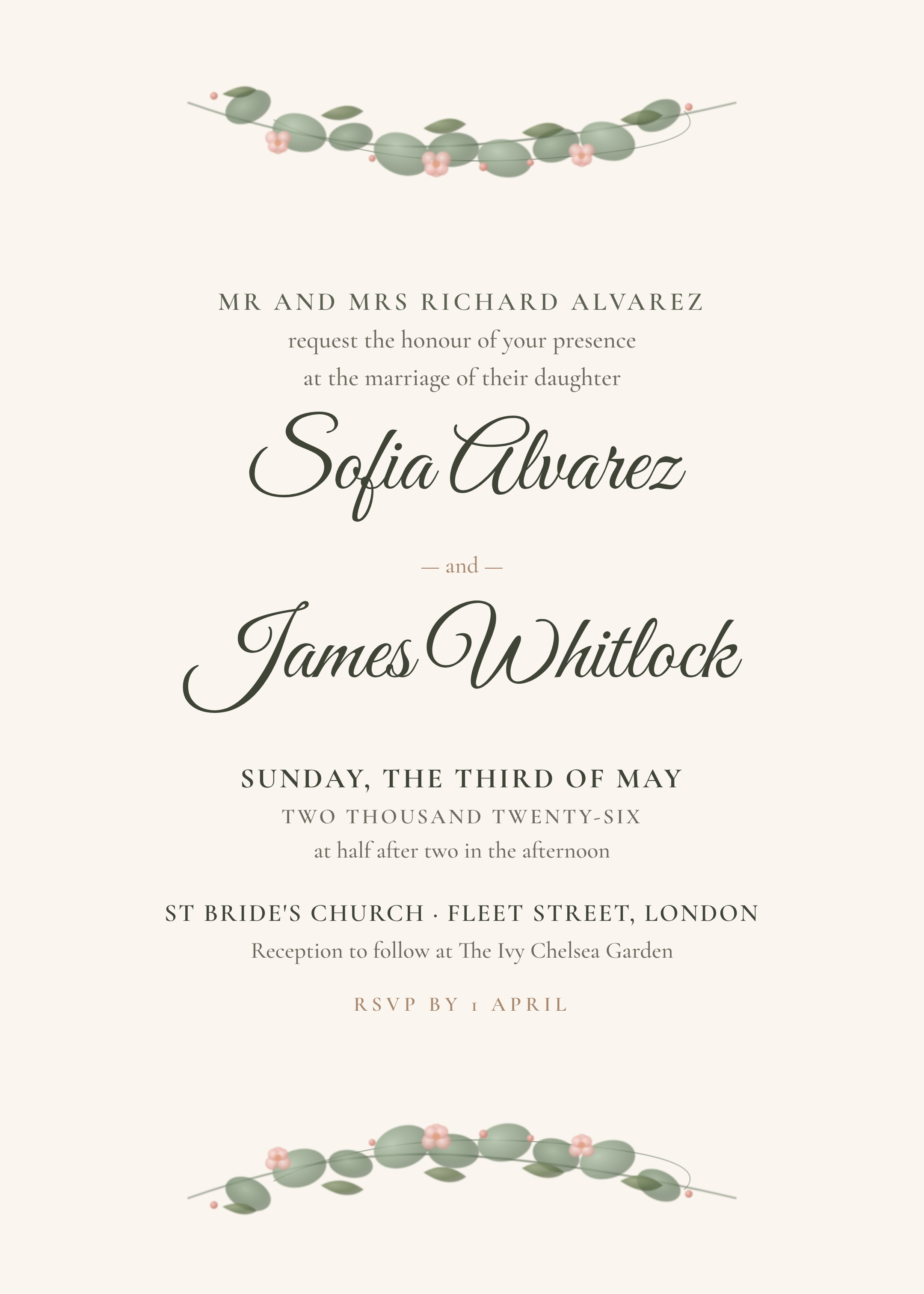 Watercolour botanical — Wedding Invitation