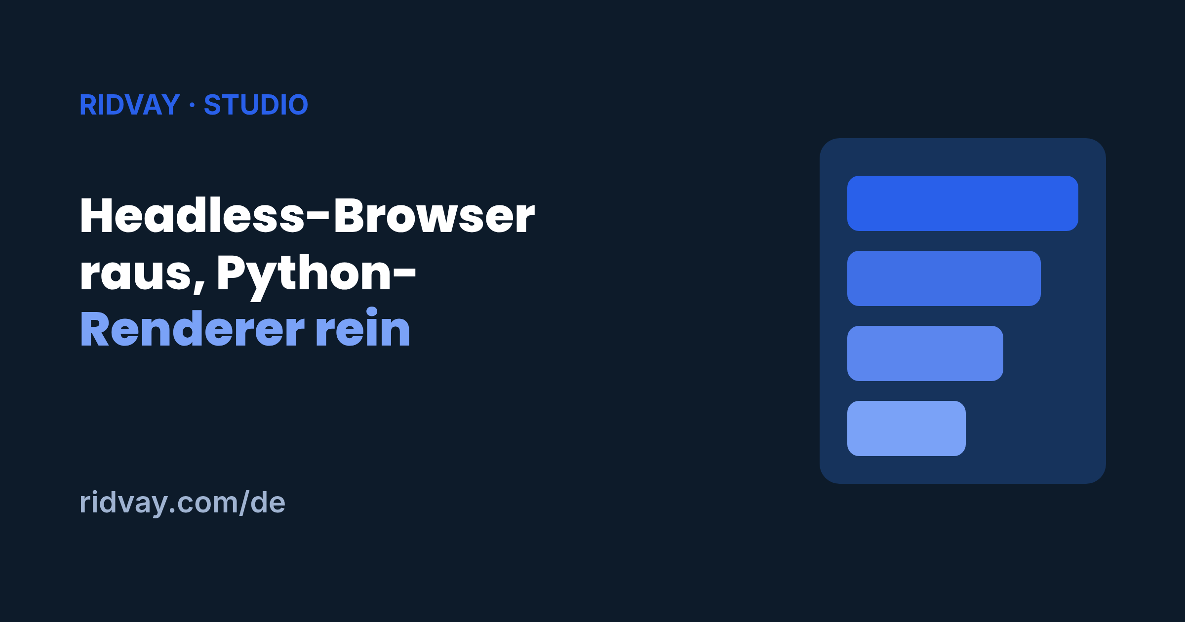 Wir haben einen Headless-Browser durch einen Python-Renderer ersetzt