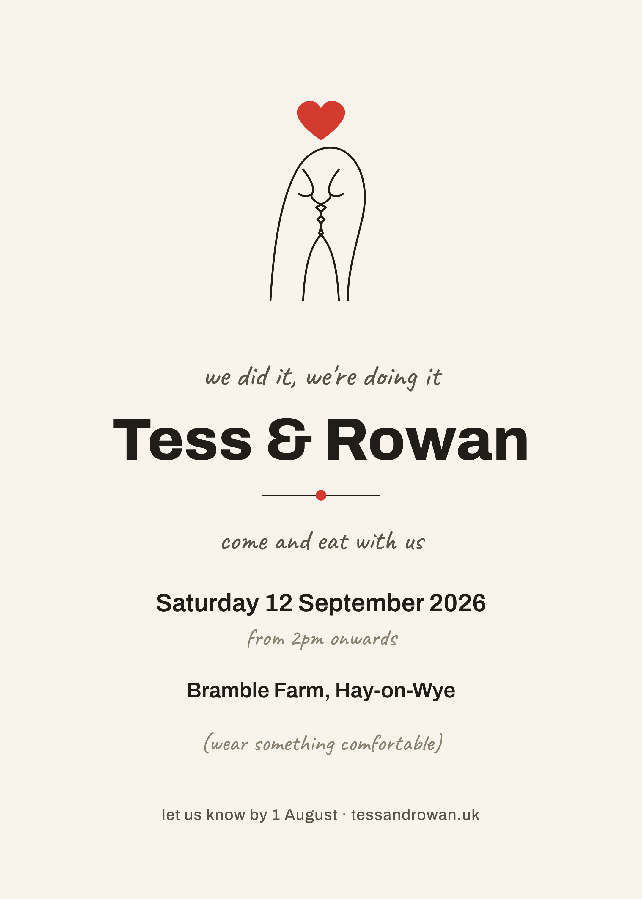 Hand-drawn line art — Wedding Invitation