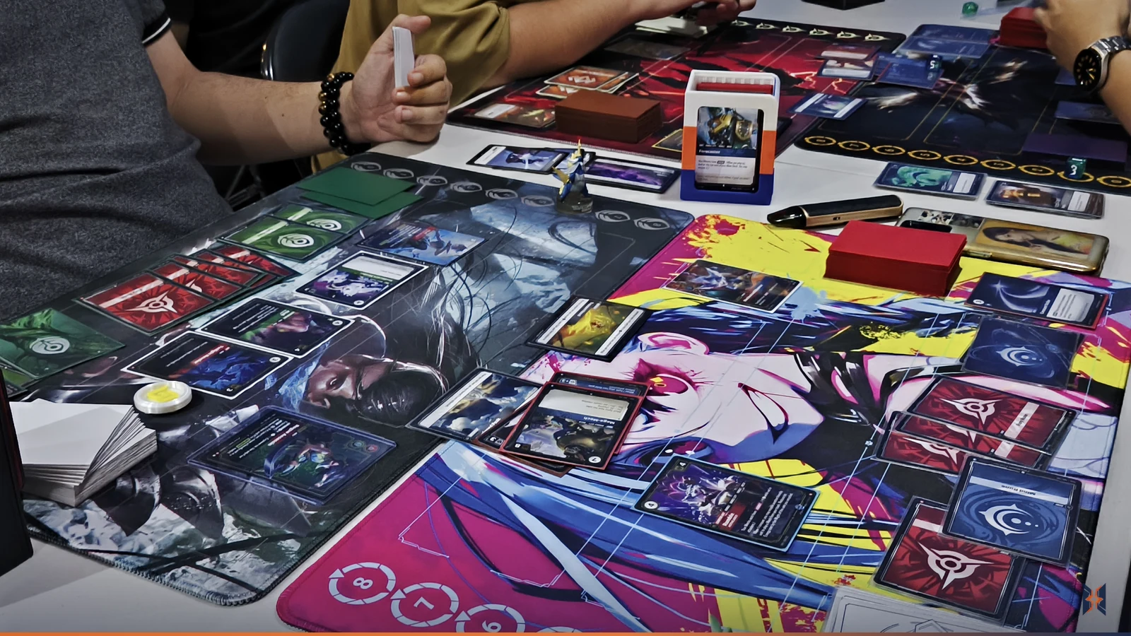 Close-up of a Riftbound board mid-match