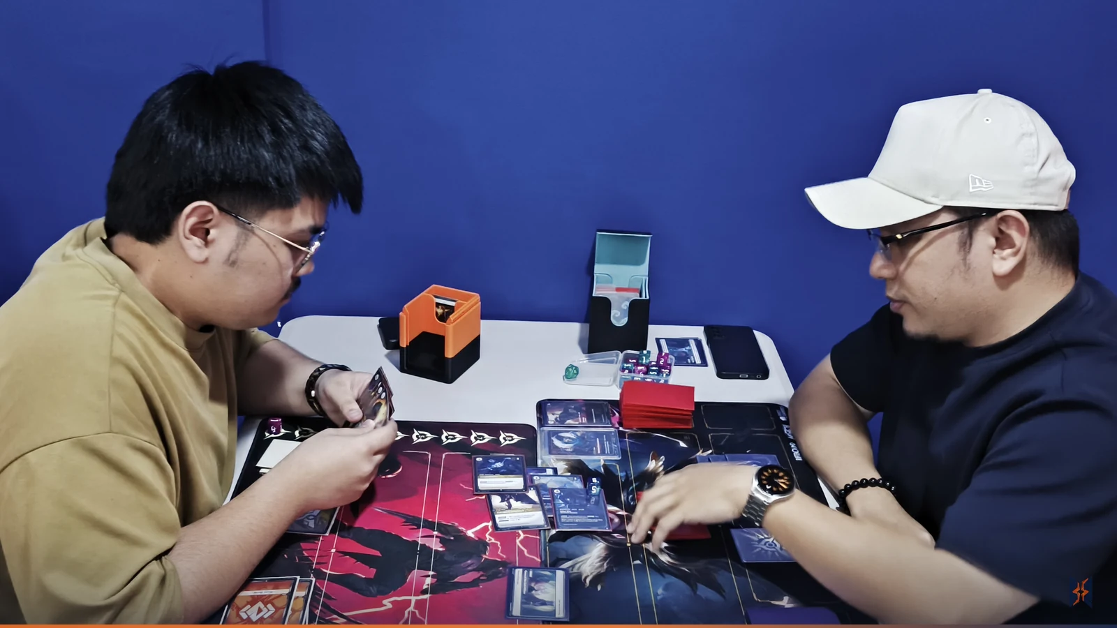 Two players locked in a head-to-head Riftbound match