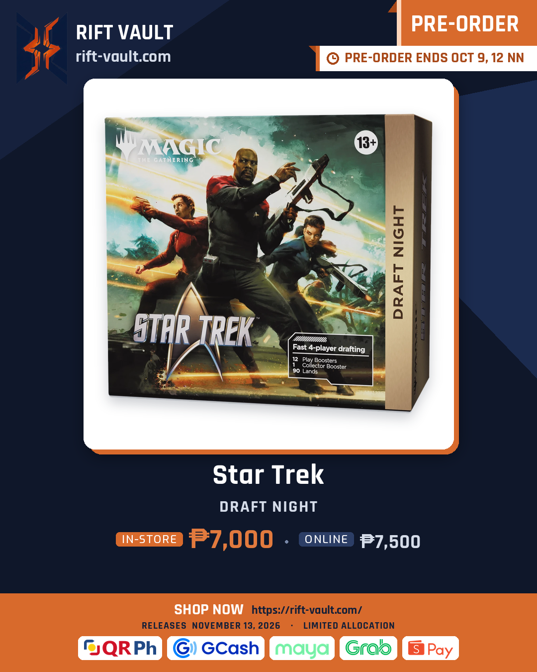 Magic: The Gathering | Star Trek Draft Night pre-order at Rift Vault, ₱7,000 in-store and ₱7,500 online