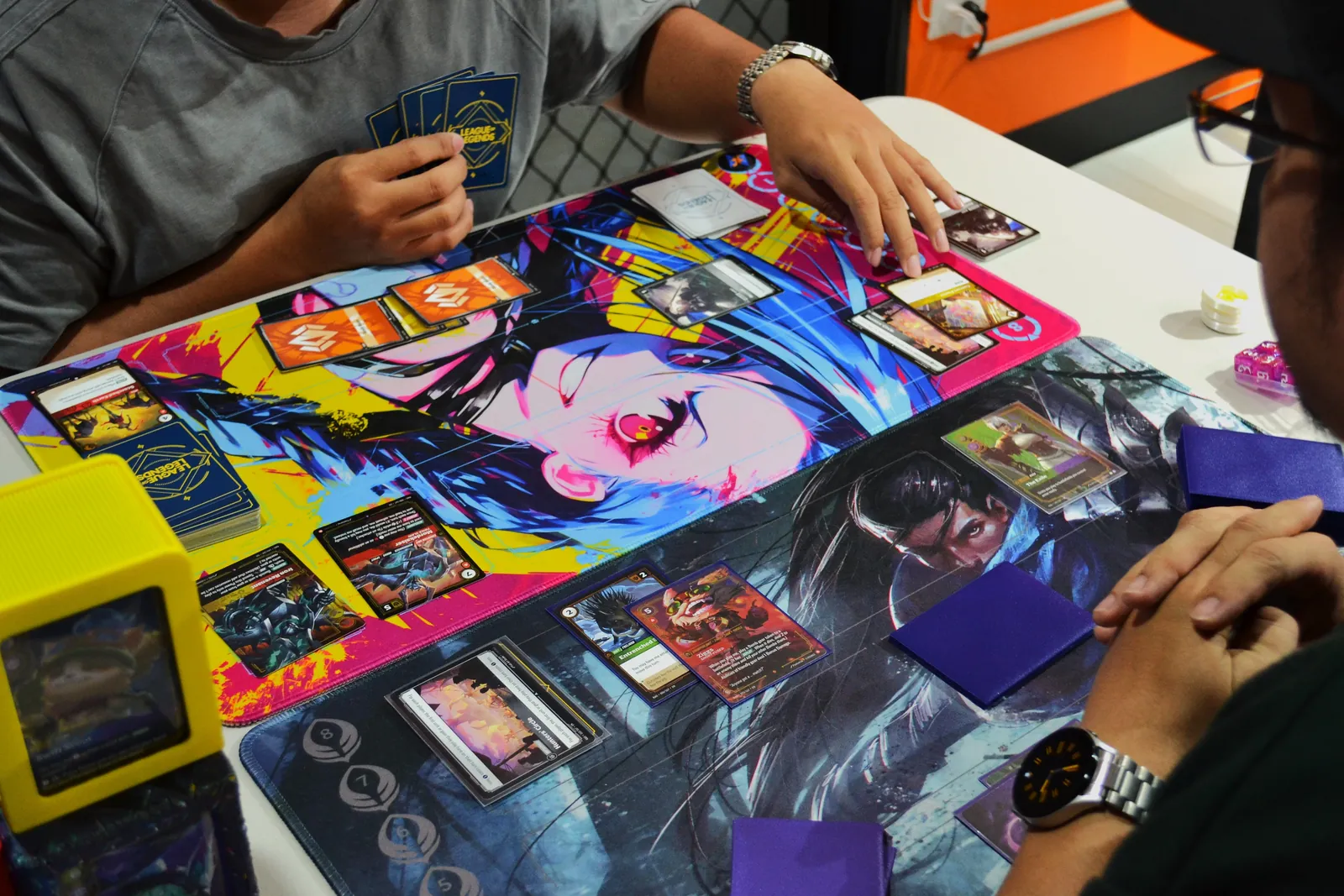 A Radiance Sealed board mid-game on a Riftbound playmat