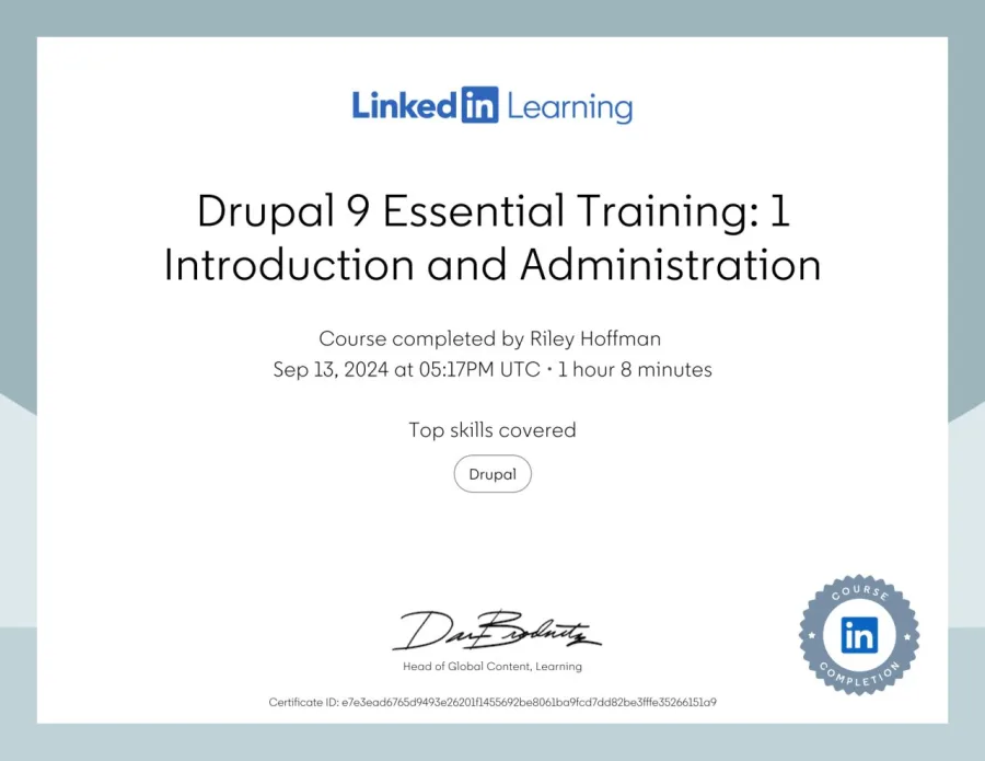 Drupal 9 Essential Training 1: Introduction and Administration