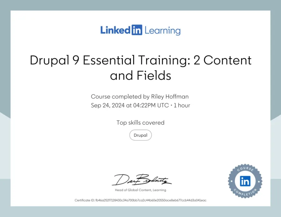 Drupal 9 Essential Training 2: Content and Fields