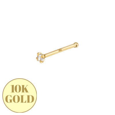 1.5mm Crystal 4 Prong 10K Gold Nose Stud