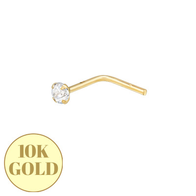 2mm 3A Grade Cubic Zirconia 4 Prong 10K Gold Nose Stud