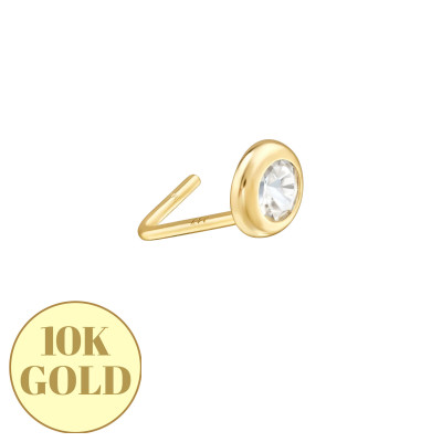 3mm 3A Grade Cubic Zirconia Rubover Setting 10K Gold Nose Stud