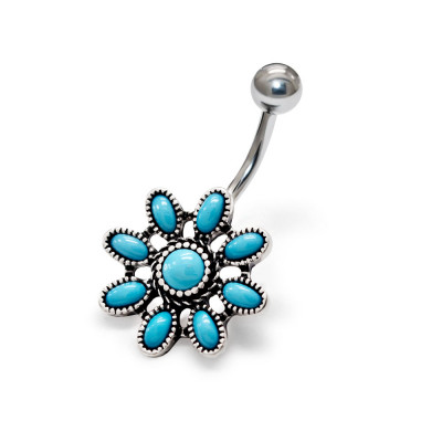 Turquoise Flower Body Jewelry Belly Banana