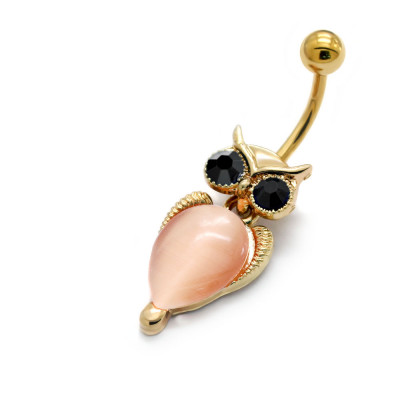 Owl Body Jewelry Belly Banana with Crystal