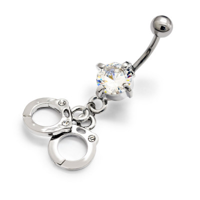 Handcuff Body Jewelry Belly Banana with Cubic Zirconia and Crystal