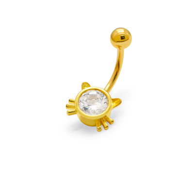 Body Jewelry Cat Belly Banana with Cubic Zirconia