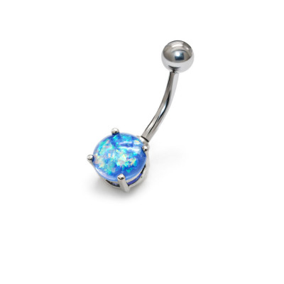Opal Solitaire Body Jewelry Belly Banana with Opal