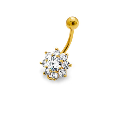 Flower Body Jewelry Belly Banana with Cubic Zirconia