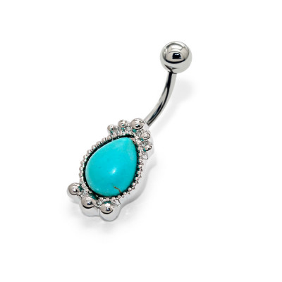 Turquoise Teardrop Body Jewelry Belly Banana