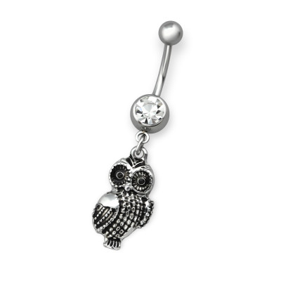 Owl Body Jewelry Belly Banana with Crystal