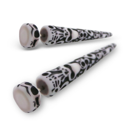 White with Black Spots Body Jewelry Ear Tunnel and Plug