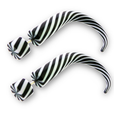 Zebra Bended Body Jewelry Ear Tunnel and Plug