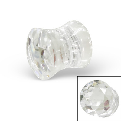 Half White Body Jewelry Ear Tunnel and Plug with Plastic