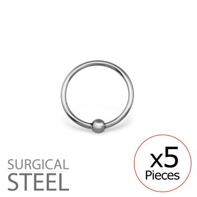 Pack of 5 10mm High Polish Surgical Steel BCR