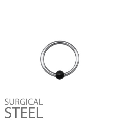 8mm High Polish Surgical Steel BCR with Black Ball