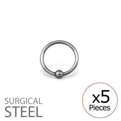 Pack of 5 8mm Surgical Steel BCR