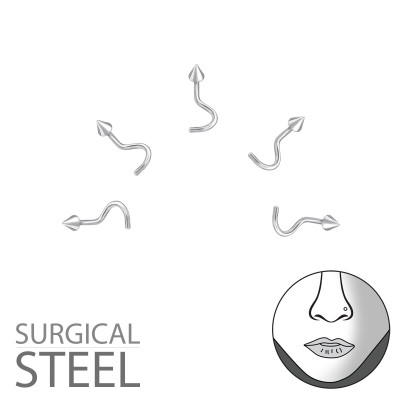 Pack of 5 High Polish Surgical Steel Cone Nose Screw