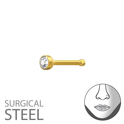 Gold Surgical Steel 2.2Mm Nose Studs with Ball and Crystal Body Jewelry Labret and Barbell with Crystal