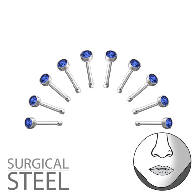 Pack of 10 High Polish Surgical Steel 2mm Nose Studs with Ball