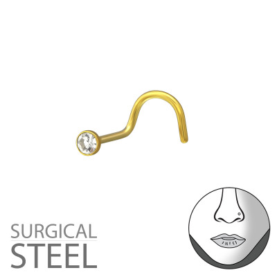 Gold Surgical Steel 2.3Mm Nose Screw with Crystal Body Jewelry Labret and Barbell with Crystal