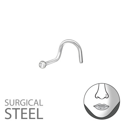 Surgical Steel 1.6mm Round Nose Screw with Crystal