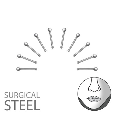 High Polish Surgical Steel 1.6mm Nose Studs with Ball