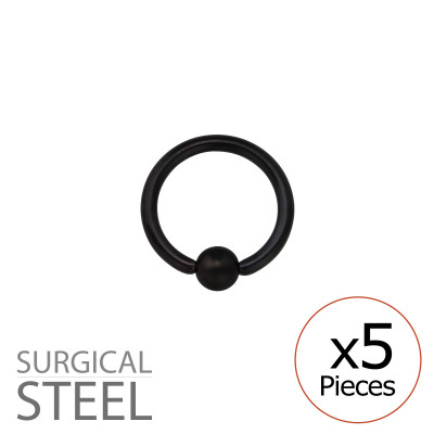 Pack of 5 11mm Black Surgical Steel BCR