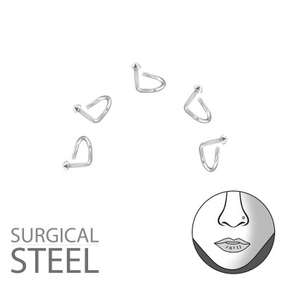 Pack of 5 High Polish Surgical Steel Cone Nose Screw