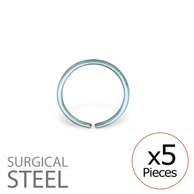 Pack of 5 10mm Blue Surgical Steel Continuous Rings