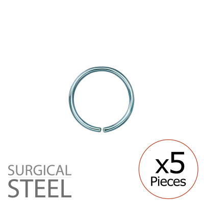 Pack of 5 10mm Blue Surgical Steel Continuous Rings