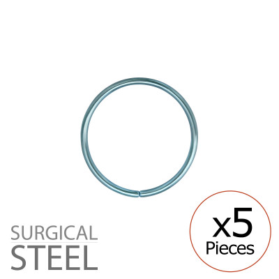 Pack of 5 14mm Blue Surgical Steel Continuous Rings