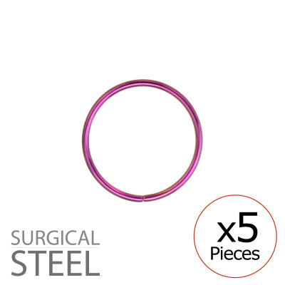 Pack of 5 14mm Pink Surgical Steel Continuous Rings