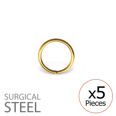 Pack of 5 8mm Gold Surgical Steel Continuous Rings