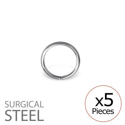 Pack of 5 8mm Surgical Steel Continuous Rings