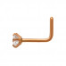 316 Surgical Steel Rose Gold Color L-Shape Nose Stud 0.8x7x4.5mm (20G) with 2.5mm Round 4 Prong Cubic Zirconia
